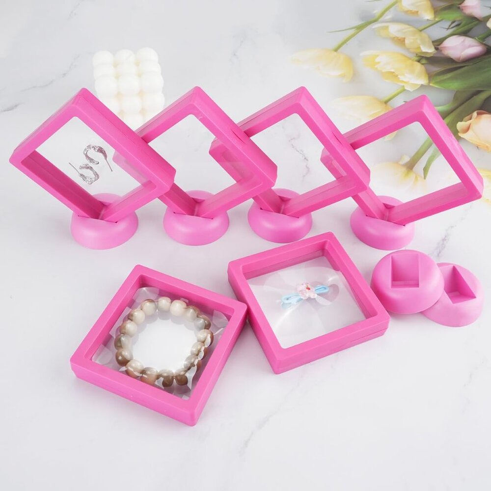 NWOT - 5 3D Floating Jewelry Display Case Set , 3.5" Display Case Pink Or Black! - Picture 4 of 11